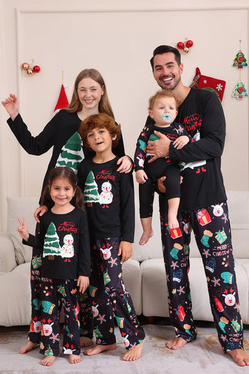 Conjunto de pijama familiar negro Feliz Navidad